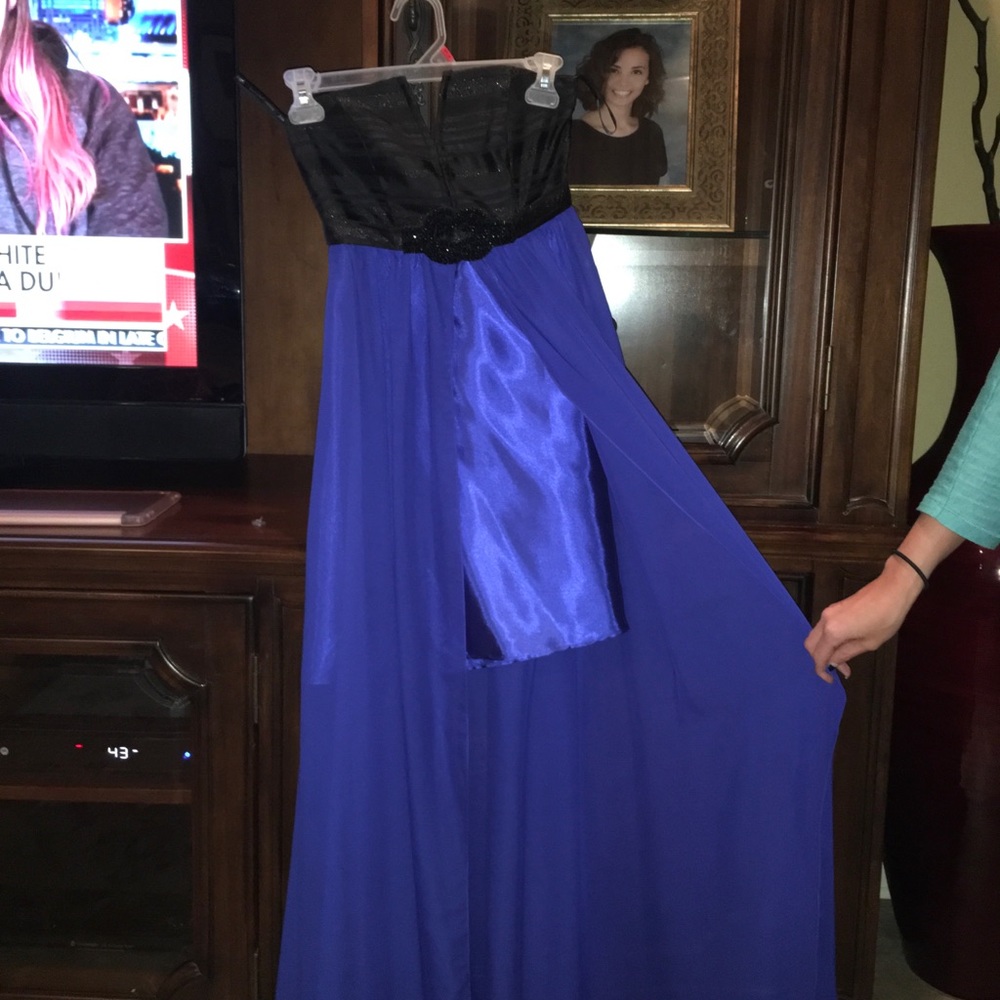 Blue and black dress